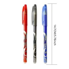 25 支/套 0.5 毫米黑色、藍色、紅色、墨水可擦中性筆辦公/學校文具(3 支圓珠筆+20 支筆芯+2 塊橡皮) - 藍色 - 查看 4