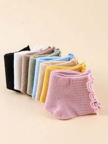 8雙孩子們雙袖口裝飾每天休閒襪子,彩色 - 彩色 - 查看 3