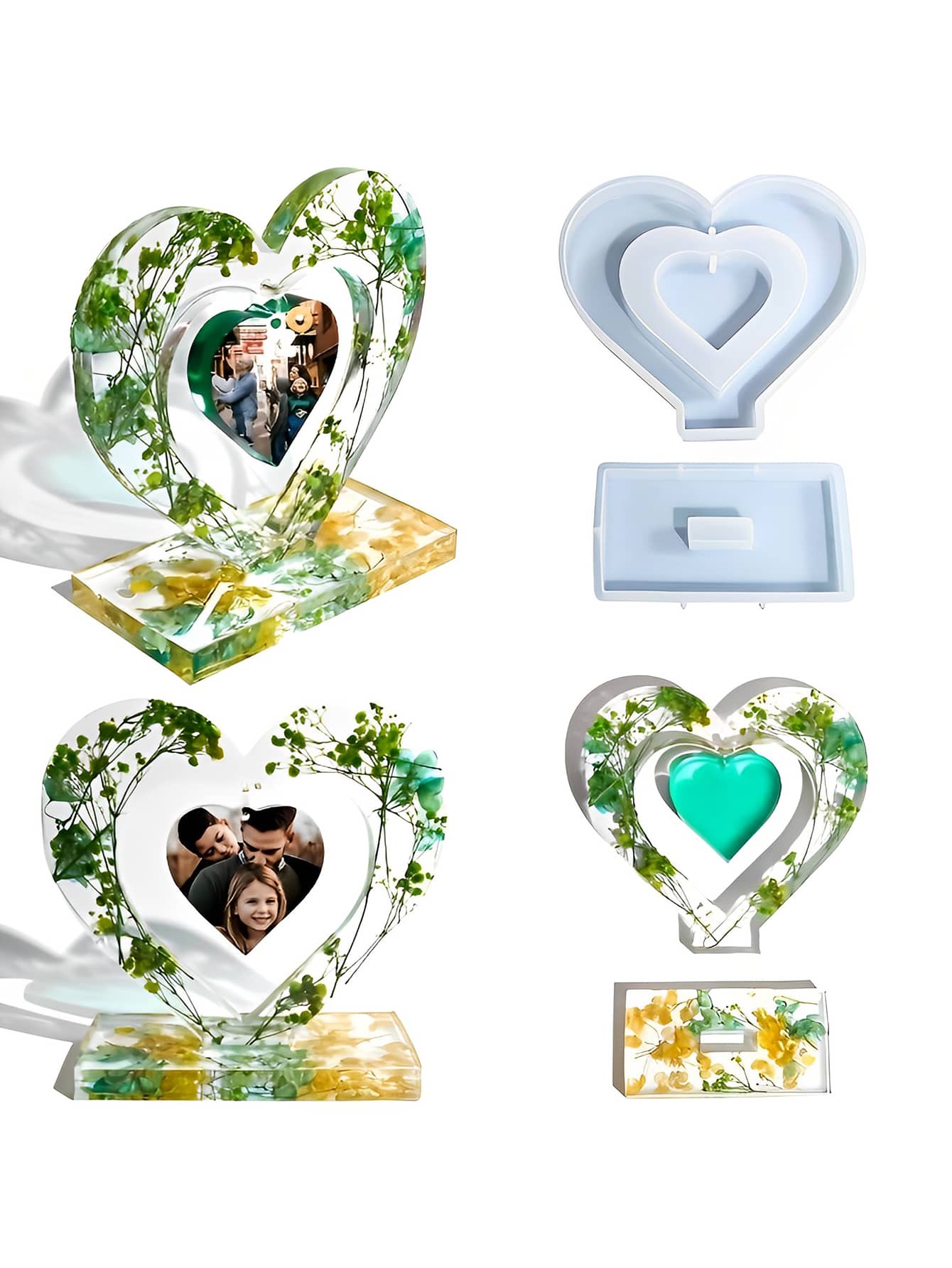 1 件 Diy 水晶環氧樹脂模具心形相框矽膠模具,工藝裝飾用品 - 白色 - 查看 1