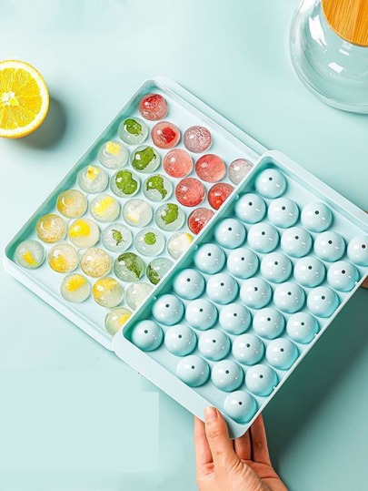 1pc Household Ice Cube Tray, Round Sphere Ice Molds With Lid, Frozen Ice Making Tool, Ice Box, Kitchen Utensil Back To School