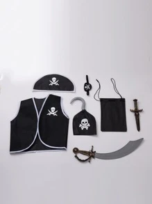 Accesorio de disfraz de pirata de 7 piezas para actuación o fiesta - Negro - Ver 1