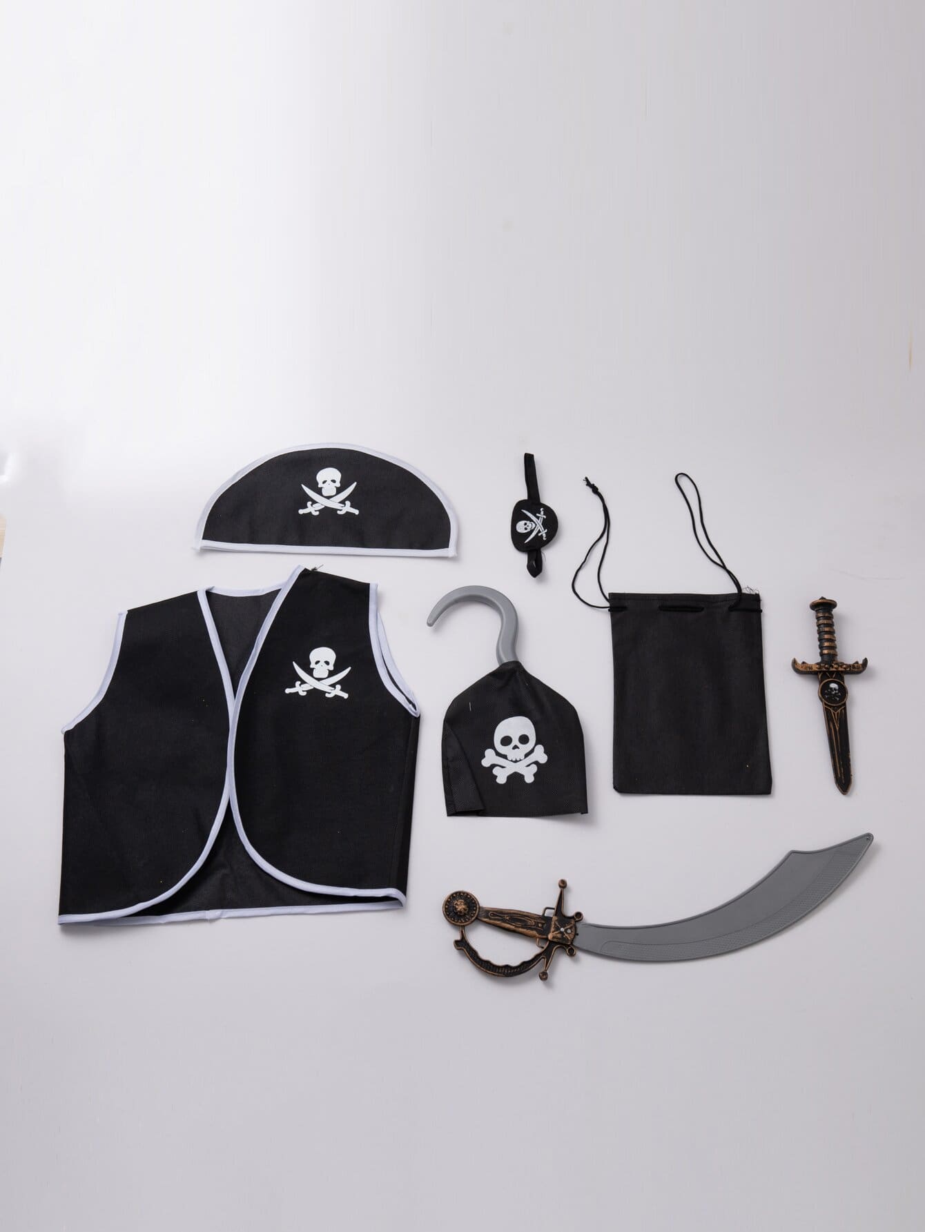 Accesorio de disfraz de pirata de 7 piezas para actuación o fiesta - Negro - Ver 1