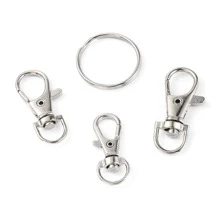100 Miếng Premium Xoay Móc Với Móc chìa khóa , Kim loại Dây buộc Móc chìa khóa Móc Kẹp tôm  Đối với Người bắt đầu Chìa khóa Đồ trang sức Đồ thủ công DIY ( 50 Dây buộc Móc + 50 Móc chìa khóa ) - Bạc - Xem 2