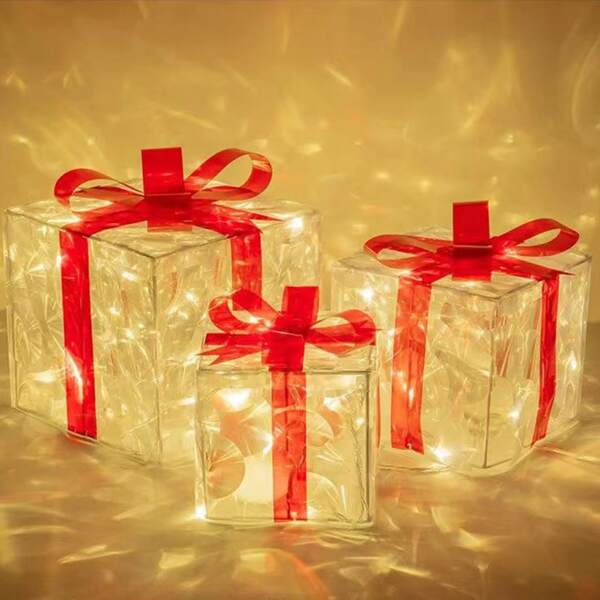 Juego De Regalo De 3 Piezas Para El Día De San Valentín, Caja De Regalo Plegable Con Luz Led, Adecuada Para Accesorios De Decoración De Escenas, Gran Regalo Del Día De San Valentín Para Novia (batería No Incluida)