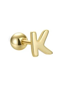 1 PC A-Z Letter Vintage Hoop Earrings Ladies Jewellery S925 Sterling Silver Yellow Gold Plated Fine Jewelry Daily Wear Gifts - Gold - View 8