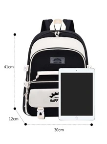 INS Style Cute Girls' Backpack For High/ Middle/ Elementary School Students, Grades 3-6 - Black - View 4