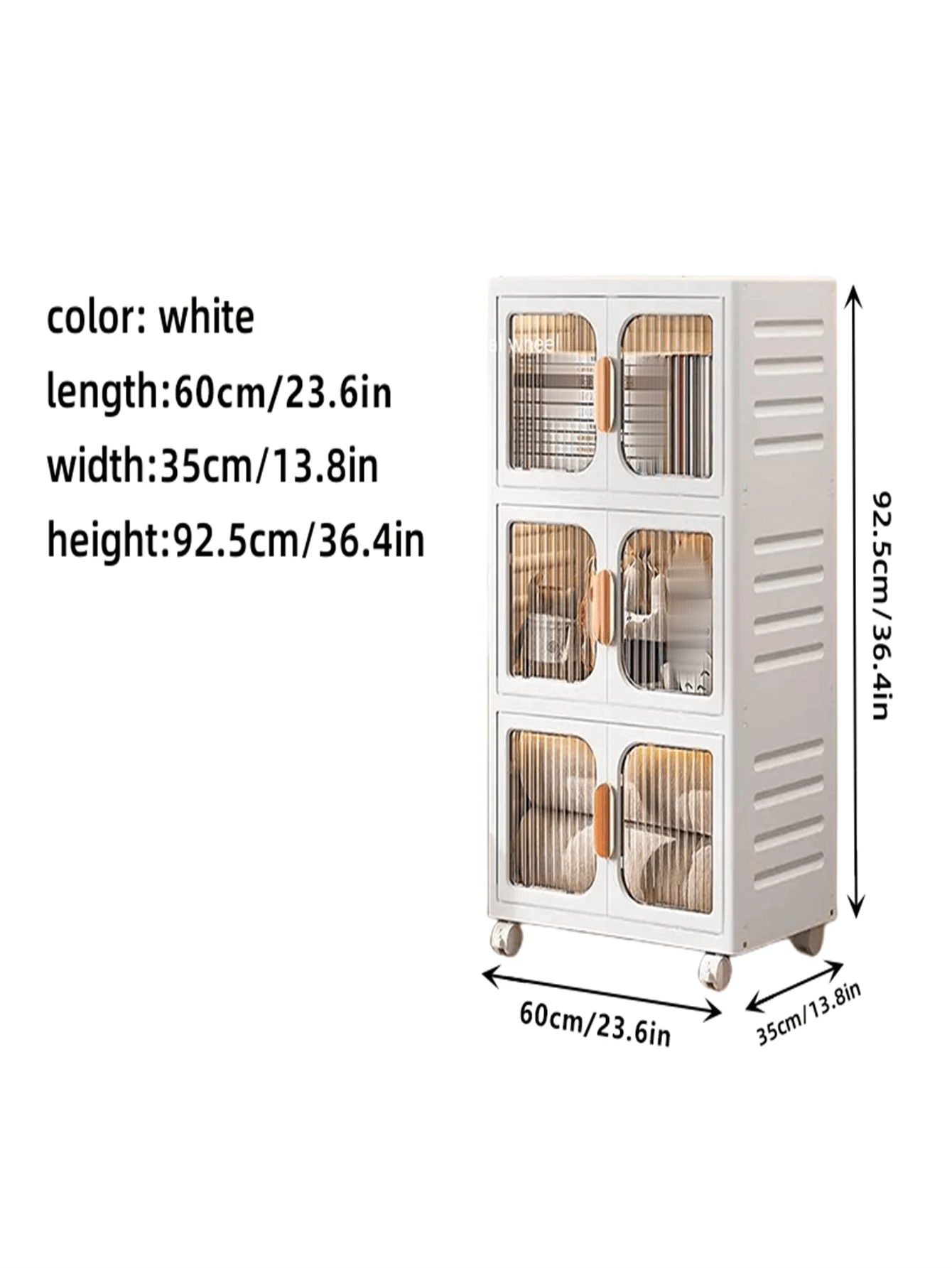 3-tier Household Storage Cabinet, 60cm Wide, Suitable For Kitchen And Room Organization, Equipped With Wheels For Easy Moving - Width 60cm Three layers - View 1