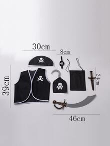 Accesorio de disfraz de pirata de 7 piezas para actuación o fiesta - Negro - Ver 7