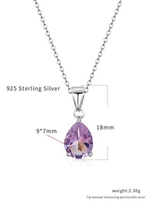 925純銀天然紫水晶吊墜項鍊-完美適合女士在派對,宴會,約會和節日作為A禮品 - 紫羅蘭色 - 查看 7