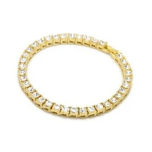 1pc Hip-hop Style Tennis Chain Bracelet With 3mm/4mm/5mm Rhinestone - Yellow Gold - View 3