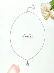 925純銀天然紫水晶吊墜項鍊-完美適合女士在派對,宴會,約會和節日作為A禮品 - 紫羅蘭色 - 查看 6