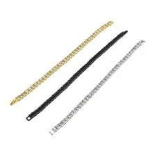 1pc Hip-hop Style Tennis Chain Bracelet With 3mm/4mm/5mm Rhinestone - Yellow Gold - View 8