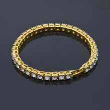 1pc Hip-hop Style Tennis Chain Bracelet With 3mm/4mm/5mm Rhinestone - Yellow Gold - View 4