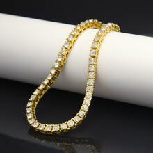 1pc Hip-hop Style Tennis Chain Bracelet With 3mm/4mm/5mm Rhinestone - Yellow Gold - View 2