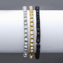 1pc Hip-hop Style Tennis Chain Bracelet With 3mm/4mm/5mm Rhinestone - Yellow Gold - View 9