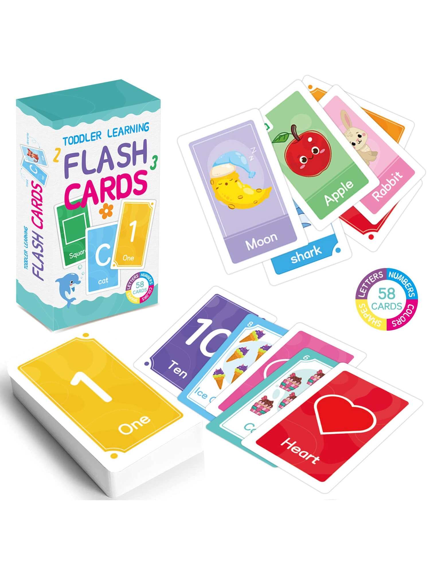 Educational Flashcards For Children Aged 24, 1 Set Of 58 Cards To