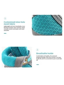 1件套防滑,耐磨&透氣寵物鞋子帶9孔網紗織物和橡膠鞋底,合適的適用於小狗適用於兩者室內和戶外使用,藍色的 - 藍色 - 查看 2