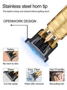 理髮器,剃鬚刀,男士修剪器,金色,龍壓花 - 金色 - 查看 3