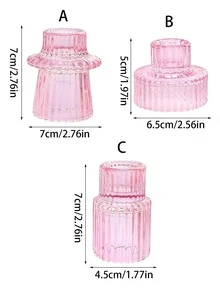 1入北歐風格茶蠟燭架燭台,桌上燭台浪漫家居裝飾水晶玻璃 - 粉色 - 查看 4