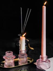 1入北歐風格茶蠟燭架燭台,桌上燭台浪漫家居裝飾水晶玻璃 - 粉色 - 查看 3