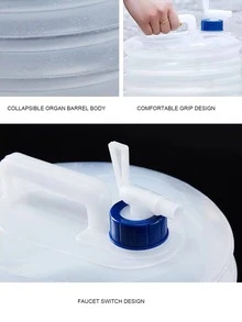 1pc Foldable Outdoor Water Bucket With Faucet & Carrying Handle, Portable Plastic Water Storage Container For Home & Car Use - Clear - View 3