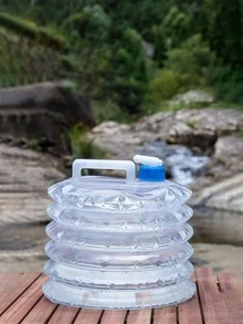 1pc Foldable Outdoor Water Bucket With Faucet & Carrying Handle, Portable Plastic Water Storage Container For Home & Car Use - Clear - View 1