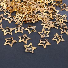 20pcs Girls' Golden Bb Clip Cute Star Shape Hairpins Suitable For Daily Use - Gold - View 7