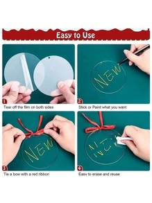 10 chiếc đĩa tròn trong suốt bằng Acrylic, mặt dây chuyền trang trí Giáng sinh tự làm - Trong sáng - Xem 9