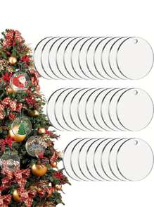 10 chiếc đĩa tròn trong suốt bằng Acrylic, mặt dây chuyền trang trí Giáng sinh tự làm - Trong sáng - Xem 1