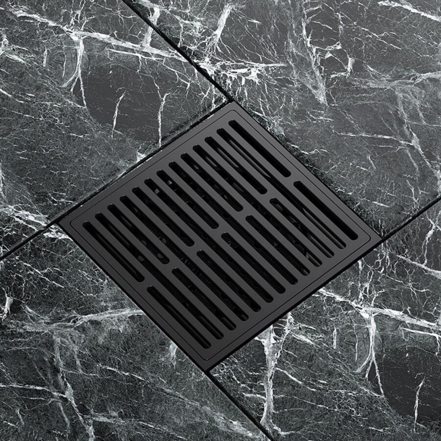 Full Copper Super Slim Invisible Shower Room Floor Drain With Deodorization And Anti-blocking Function - Black - View 1