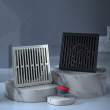 Full Copper Super Slim Invisible Shower Room Floor Drain With Deodorization And Anti-blocking Function - Black - View 3