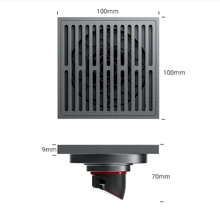 Full Copper Super Slim Invisible Shower Room Floor Drain With Deodorization And Anti-blocking Function - Black - View 4