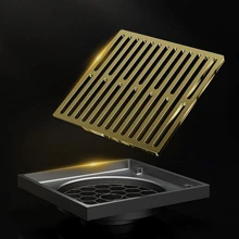 Full Copper Super Slim Invisible Shower Room Floor Drain With Deodorization And Anti-blocking Function - Black - View 5