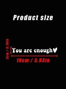 1pc Car Co-pilot's Seat You're Enough Lettering Rearview Mirror Sticker - White - View 3