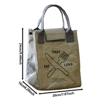 1pc Paper Fabric Lunch Bag Suitable For Office Workers' Insulated Lunch Box Bag - Grey - View 4