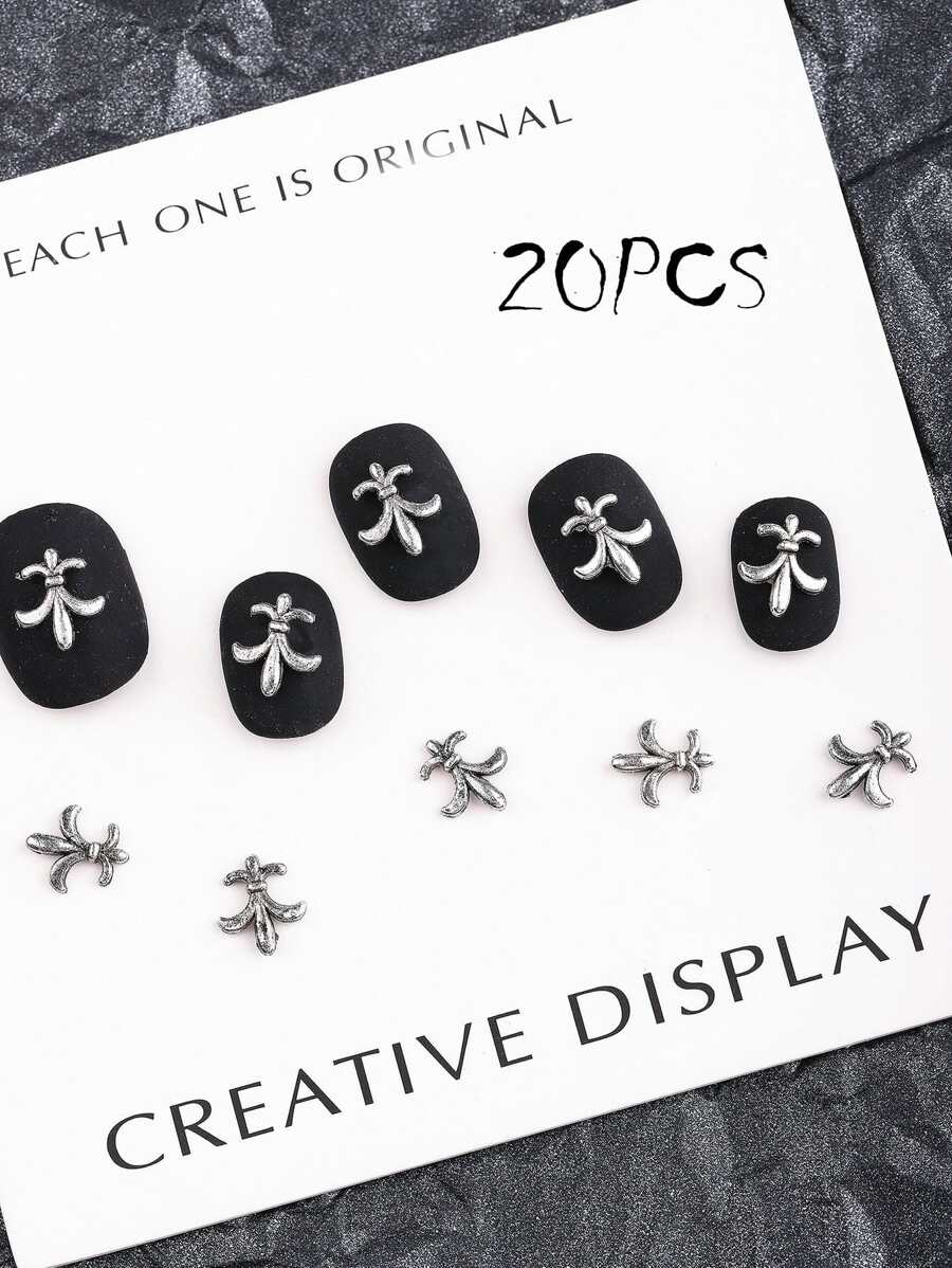 20 miếng dán móng tay bằng hợp kim bạc cổ, phong cách retro, thời trang đường phố, trang trí kim loại, trang trí móng tay bằng kim loại Punk, khoan móng tay bằng hợp kim rắn, trang trí khuôn móng tay tự làm theo phong cách gothic tối màu, phụ kiện trang trí móng tay giả bằng đá giả, mặt dây chuyền móng tay, đồ dùng làm móng, đá quý làm móng - Màu Xám nhạt - Xem 1