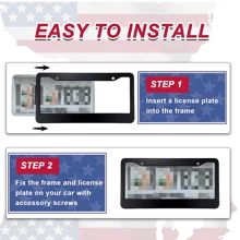 Matte Black License Plate Frames - License Plate Covers, 2 Packs Universal Aluminum Tag Frame for Front and Rear Car Tags. - Black - View 2