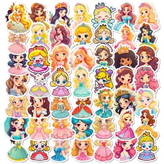 50pcs Cartoon Skirt Princess Stickers, Kindergarten Children's Toys Graffiti, Beautiful Princess Stickers For Girls