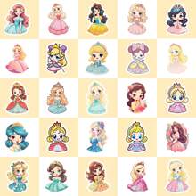 50pcs Cartoon Skirt Princess Stickers, Kindergarten Children's Toys Graffiti, Beautiful Princess Stickers For Girls - Multicolor - View 3