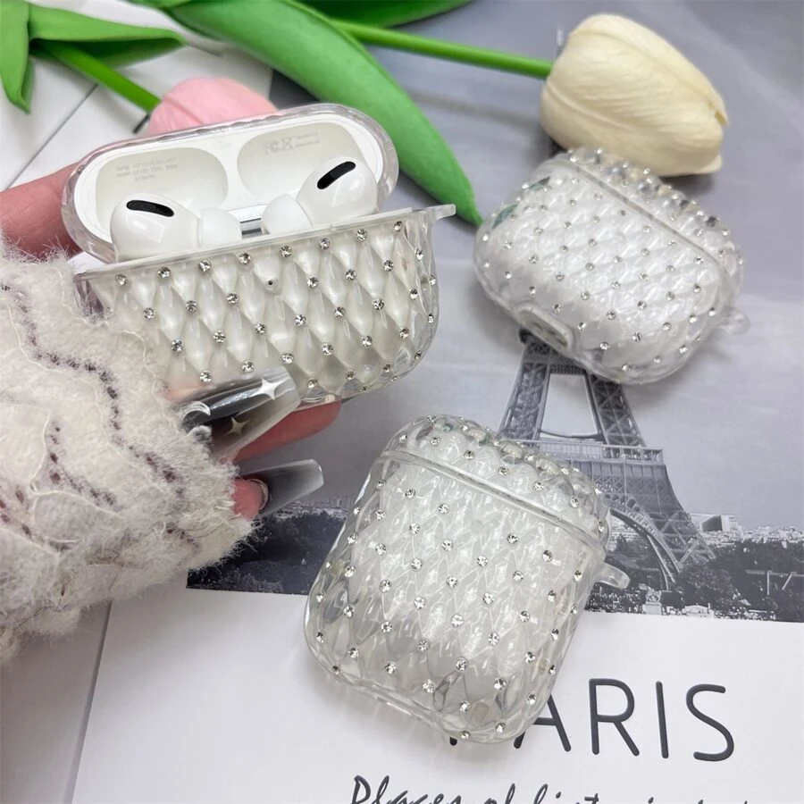 苹果水钻装饰外壳与 Airpods 兼容 - 白色 - 查看 1