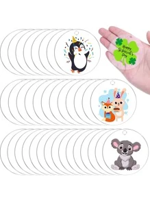 10 chiếc đĩa tròn trong suốt bằng Acrylic, mặt dây chuyền trang trí Giáng sinh tự làm - Trong sáng - Xem 4
