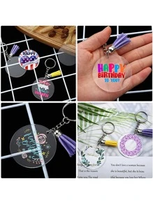 10 chiếc đĩa tròn trong suốt bằng Acrylic, mặt dây chuyền trang trí Giáng sinh tự làm - Trong sáng - Xem 10