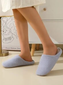 1雙日式柔軟的防滑室內家居拖鞋,中性輕便情侶拖鞋適合春天&秋天,合適的適用於木頭地面,安靜 - 藍色 - 查看 3