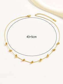 女士時尚不鏽鋼珠綴飾項鍊1件,歐美風格配飾 - 金黃色 - 查看 5