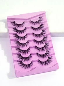 MAGEFY 7Pairs Of Natural Cross Full False Eyelashes,Thick Curling Fluffy Eyelashes For Party Use Manga Eyelashes, Travel Essentials - 黑色 - 查看 2
