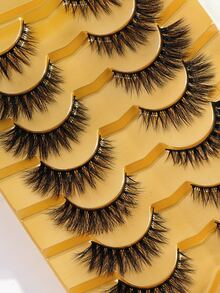 MAGEFY 7Pairs Of Natural Cross Full False Eyelashes,Thick Curling Fluffy Eyelashes For Party Use Manga Eyelashes, Travel Essentials - 黑色 - 查看 5