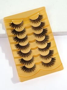 MAGEFY 7Pairs Of Natural Cross Full False Eyelashes,Thick Curling Fluffy Eyelashes For Party Use Manga Eyelashes, Travel Essentials - 黑色 - 查看 2