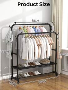 Multi-Function Clothes Storage Rack Modern Simple Free-Standing Coat Rack With Drying Function For Home - Black - View 6