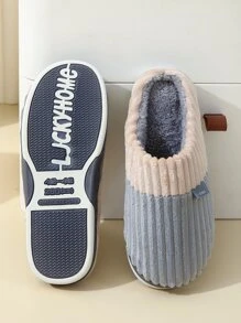 1 Paar Herren Thermo Hausschuhe für Innenbereich Verwendung, Winter, rutschfest, warm, Premium Navy Blau Plüsch Hausschuhe