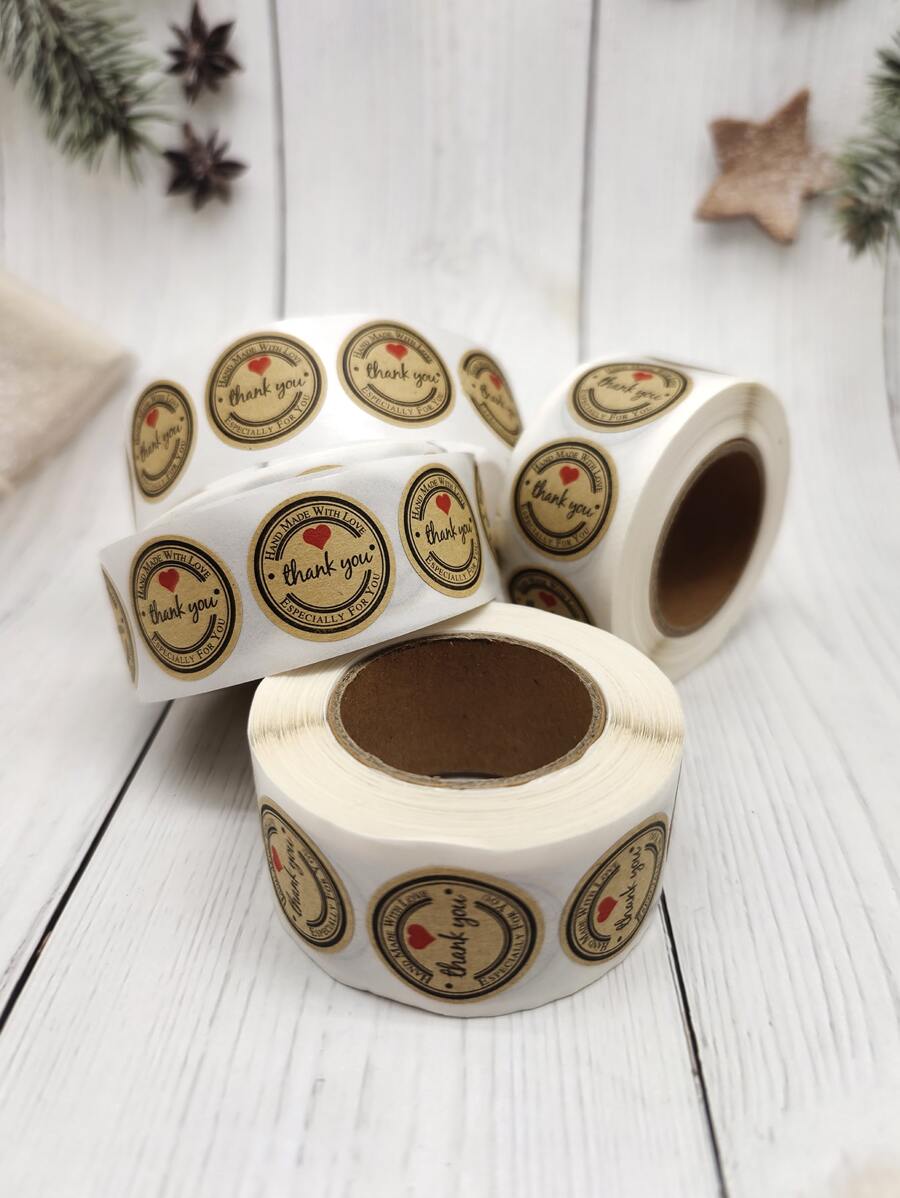 1roll/500pcs Thank You Adhesive Stickers For Gift Packaging Labels - Multicolor - View 1